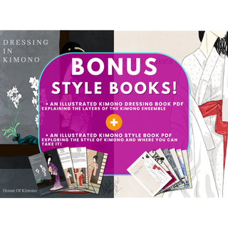 Bonus style books for Japanese Sewing Pattern enthusiasts including illustrated kimono dressing guides.