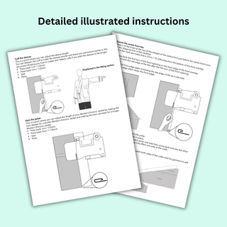 Detailed illustrated instructions for the Chore Jacket Sewing Pattern, including jacket fitting and cutting guidance.