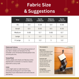 Christmas Stocking Sewing Pattern PDF — Contrast Cuff Design, 5 Sizes XS–XL