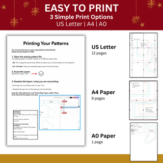 Christmas Stocking Sewing Pattern PDF — Contrast Cuff Design, 5 Sizes XS–XL
