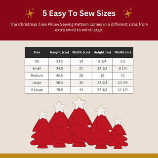 Christmas Tree Pillow Sewing Pattern PDF (5 Sizes, Beginner Friendly Christmas Pattern)