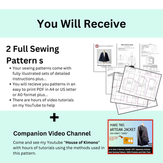 Womens and Mens Kimono Jacket Pattern PDF Set | Couples Japanese Jacket Sewing Patterns | Easy & Beginner Friendly (Digital Download)
