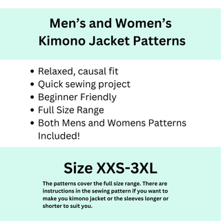 Womens and Mens Kimono Jacket Pattern PDF Set | Couples Japanese Jacket Sewing Patterns | Easy & Beginner Friendly (Digital Download)