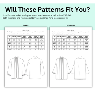 Womens and Mens Kimono Jacket Pattern PDF Set | Couples Japanese Jacket Sewing Patterns | Easy & Beginner Friendly (Digital Download)