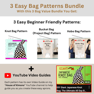 3 Bag Pattern Bundle: Knot Bag, Hobo Bag & Bucket Bag Sewing Patterns (PDF Patterns)
