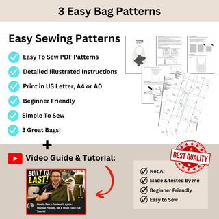 3 Bag Pattern Bundle: Knot Bag, Hobo Bag & Bucket Bag Sewing Patterns (PDF Patterns)