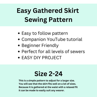 Gathered Skirt Sewing Pattern | Easy Beginner Gather Skirt with Pockets