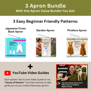 Apron Sewing Pattern 3 Pack (PDF): Cross Back Apron, Pinafore Apron + Garden Apron Sewing Patterns