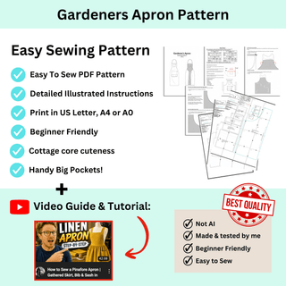Gardening Apron Sewing Pattern PDF - Easy Garden Apron Pattern