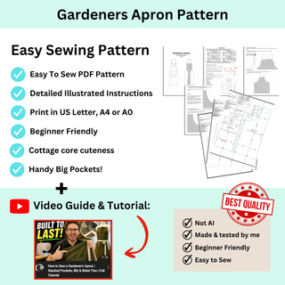 Gardening Apron Sewing Pattern PDF - Easy Garden Apron Pattern