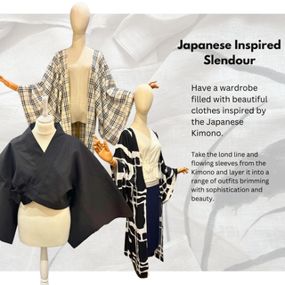Japanese Sewing Pattern collection featuring stylish kimono and haori designs in elegant fabrics.