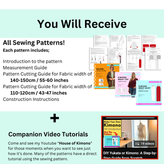 Japanese Sewing Pattern collection includes guides and instructions for kimono, yukata, and haori.