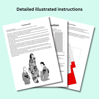 Detailed illustrated instructions for Kimono Jacket Sewing Pattern with examples and construction tips.