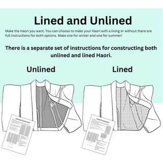 Lined and Unlined Haori sewing pattern instructions for creating versatile Haori Pattern jackets.