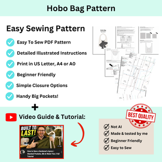 Hobo Bag Sewing Pattern – Slouchy Shoulder Bag, XS to XL