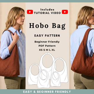Hobo Bag Sewing Pattern – Slouchy Shoulder Bag, XS to XL