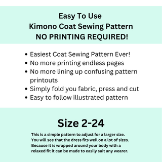 Kimono Coat Sewing Pattern | Easy Japanese Coat Pattern for Women (PDF)