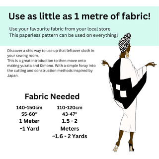 Kimono Sewing Pattern Set guidance on fabric requirements for creating stylish garments.