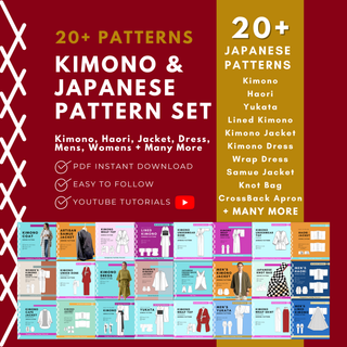 Japanese Sewing Pattern Bundle | 20+ Kimono, Haori, Yukata & Japanese PDF Patterns (Beginner Friendly)