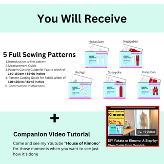 Kimono Undergarment Sewing Pattern Set with 5 full patterns and tutorial information