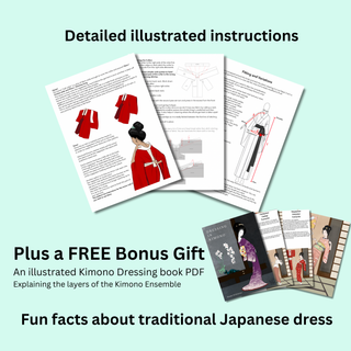 Kimono Undergarment Sewing Pattern Set includes detailed instructions and a bonus Kimono dressing book PDF.
