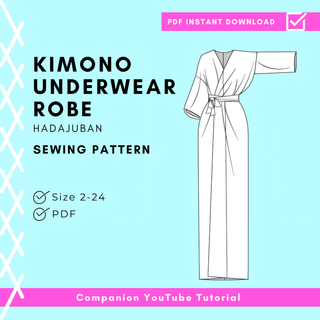 Kimono Underwear Robe Pattern Hadajuban sewing pattern available in sizes 2-24 as an instant PDF download.