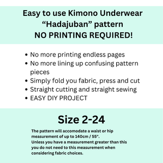 Easy to use Kimono Underwear Robe Pattern for Hadajuban with no printing required, featuring simple DIY instructions.
