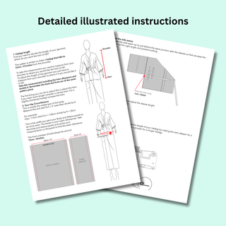 Detailed illustrated instructions for Hadagi Sewing Pattern, featuring step-by-step guidance for creating the undergarment top.