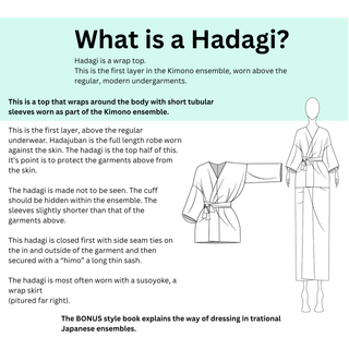 What is a Hadagi? A traditional Japanese undergarment top that wraps around the body and is the first layer in kimono attire.
