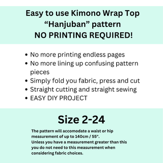 Easy to use Kimono Wrap Top Sewing Pattern with no printing required and simple DIY instructions.