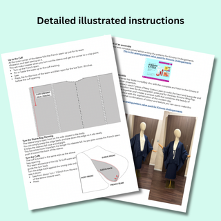 Detailed illustrated instructions for Kimono Wrap Top Sewing Pattern with clear step-by-step guidance.