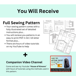 Men's Kimono Jacket Sewing Pattern | Kimono Jacket Size XXS - 3XL