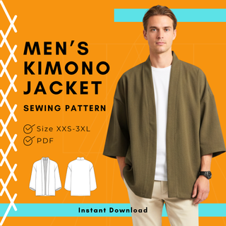 Men's Kimono Jacket Sewing Pattern | Kimono Jacket Size XXS - 3XL