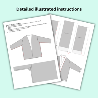 Men's Kimono Jacket Sewing Pattern | Kimono Jacket Size XXS - 3XL