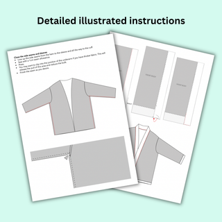 Kimono Jacket Pattern (Short Robe) | Slouchy Kimono Jacket Sewing Pattern  (PDF)