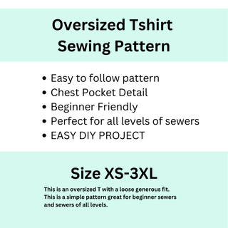 Oversized Tee T-Shirt Sewing Pattern | Japanese Street Style Tee Sewing Pattern XS-3XL