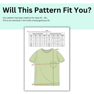 Oversized Tee T-Shirt Sewing Pattern | Japanese Street Style Tee Sewing Pattern XS-3XL