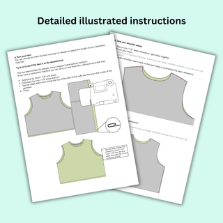 Crop Top Pattern PDF | Easy Summer Sewing Patterns for Women XS-3XL | Sleeveless Cropped Top
