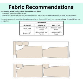 Wide Leg Trouser Sewing Pattern | Easy Palazzo Pants PDF XS-3XL