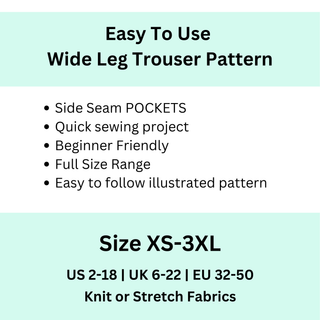 Wide Leg Trouser Sewing Pattern | Easy Palazzo Pants PDF XS-3XL