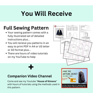 Kimono Jacket Pattern (Short Robe) | Slouchy Kimono Jacket Sewing Pattern  (PDF)