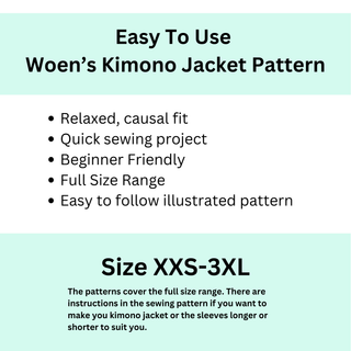 Kimono Jacket Pattern (Short Robe) | Slouchy Kimono Jacket Sewing Pattern  (PDF)