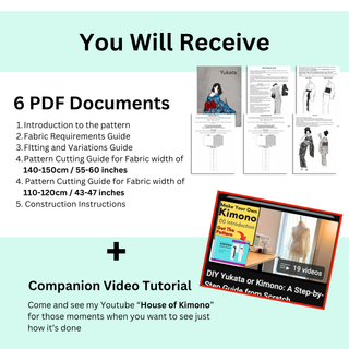 Women’s yukata sewing pattern PDF documents, including guides and video tutorial for Yukata Sewing Pattern.