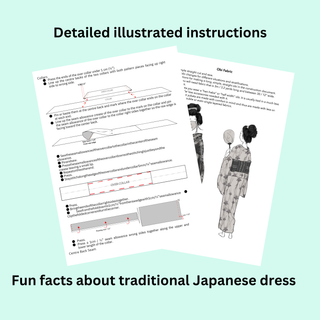 Detailed illustrated instructions and fun facts for the Women’s Yukata Sewing Pattern.