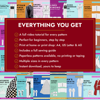 Japanese Sewing Pattern Bundle | 20+ Kimono, Haori, Yukata & Japanese PDF Patterns (Beginner Friendly)